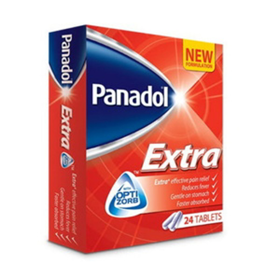 Picture of PANADOL EXTRA WITH OPTIZORB -65 MG,500 MG  / TABLETS / 24'S (12'S BLISTER X 2)