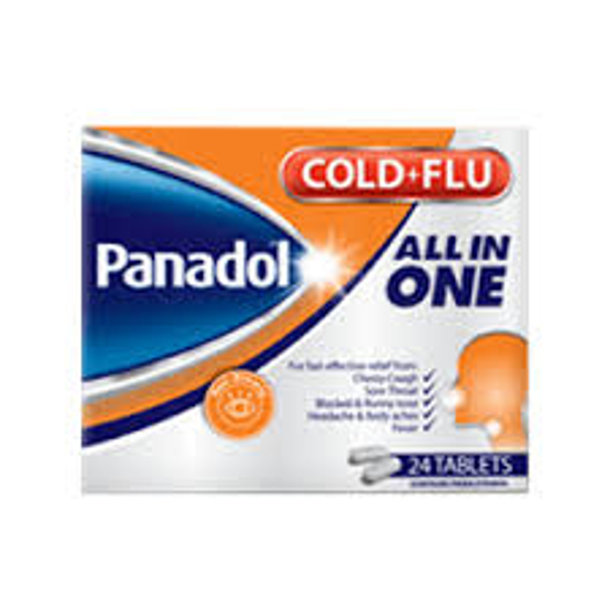 Picture of PANADOL COLD & FLU ALL IN ONE  100 MG,250 MG,5 MG TABLETS  24'S (8'S BLISTER X 3)