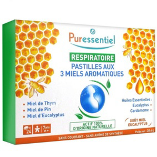 Picture of PURESSENTIEL RESPIRATORY PASTILLES WITH 3 AROMATIC HONEYS 24 PASTILLES