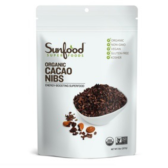 Picture of SUNFOOD SUPERFOODS CACAO NIBS, 8OZ, ORGANIC